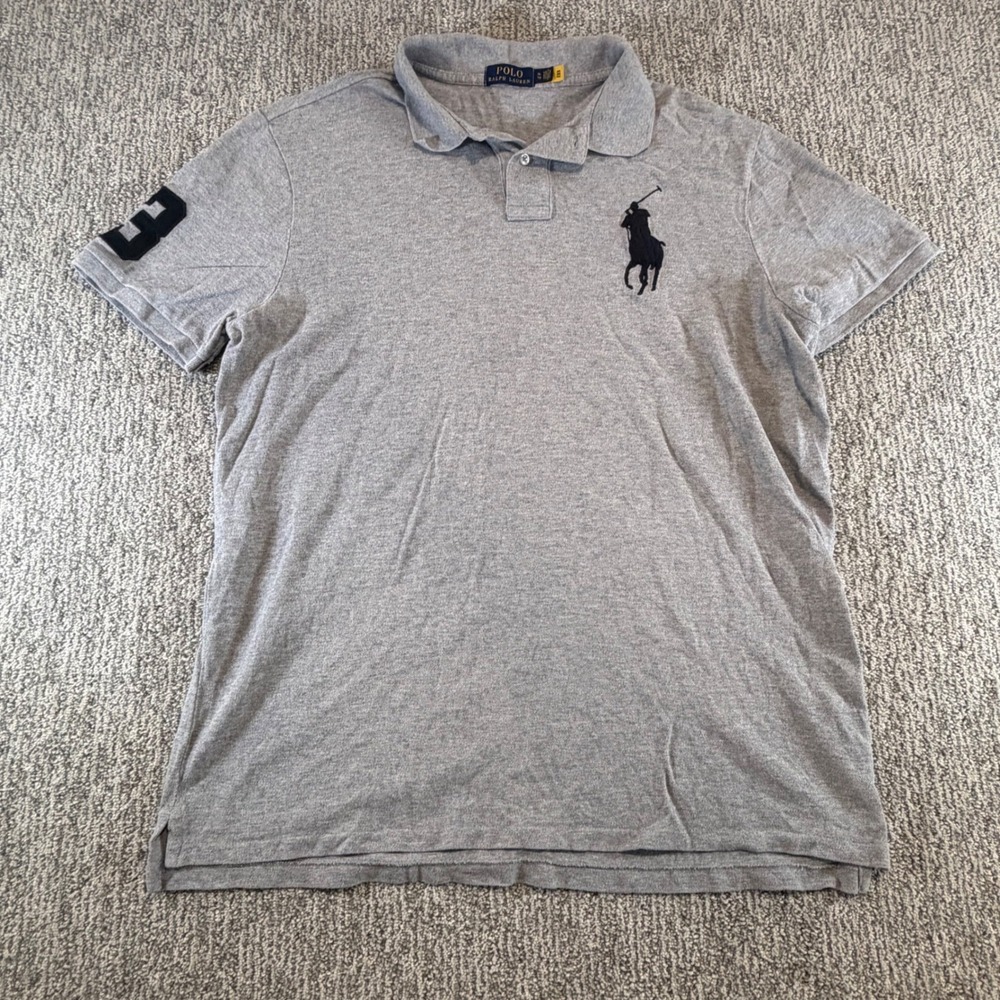 Polo Ralph Lauren Polo Shirt Mens XL Gray Big Pony Short Sleeve Cotton Pique